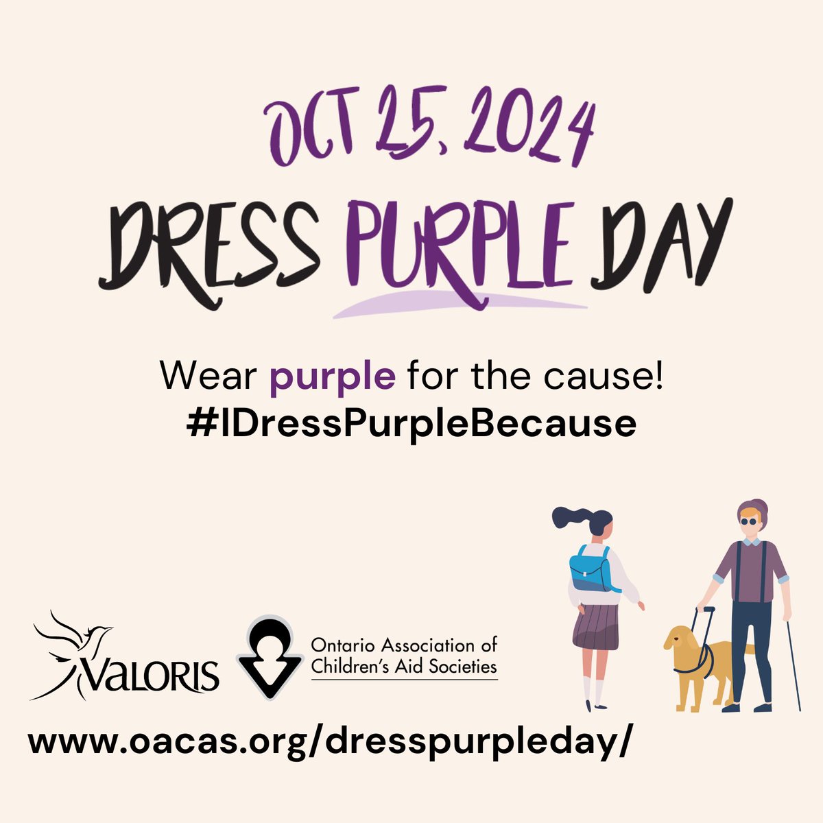 #DressPurpleDay is TOMORROW! Participate by wearing purple to show your support for this important cause - the safety and well-being of children and youth. Tag us in your posts! We will create a beautiful mosaic with your photos to demonstrate the strength of a community!💜