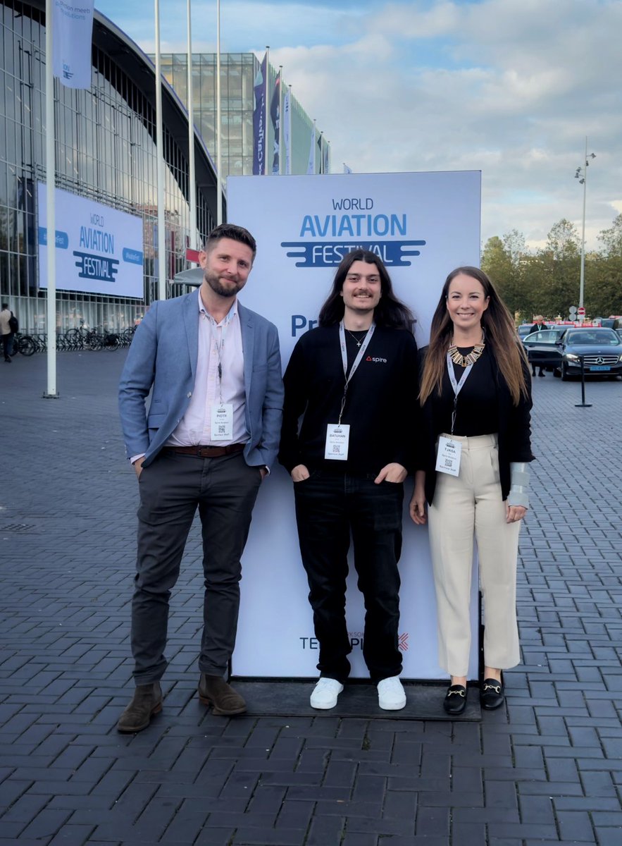 Spire Aviation team has landed in Amsterdam! 🛬Find us at the #WorldAviationFestival booth 1-434 and experience satellite-powered aviation analytics &amp; intelligence.