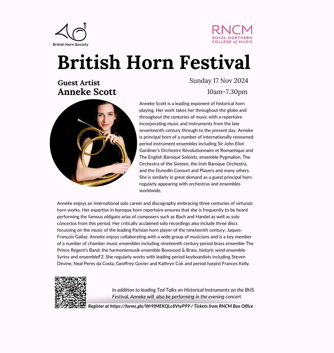 British Horn Society (@britishhorns) on Twitter photo ✨ We’re thrilled to welcome one of our guest artists, Anneke Scott📯
Keep reading to learn more about Anneke’s amazing career in music.
Join us for an unforgettable day at <a href="/rncmlive/">Royal Northern College of Music</a> on Sunday, 17th November 2024🎶 ✨ We’re thrilled to welcome one of our guest artists, Anneke Scott📯
Keep reading to learn more about Anneke’s amazing career in music.
Join us for an unforgettable day at <a href="/rncmlive/">Royal Northern College of Music</a> on Sunday, 17th November 2024🎶