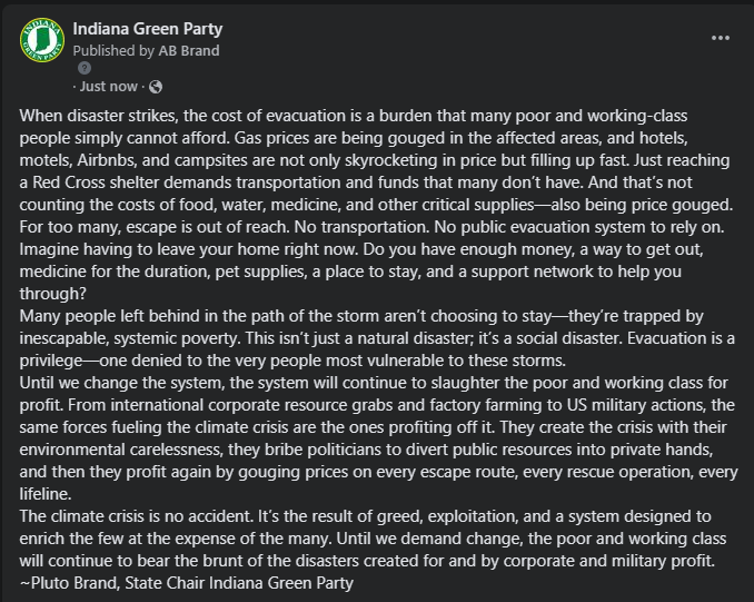 Indiana Green Party tweet media