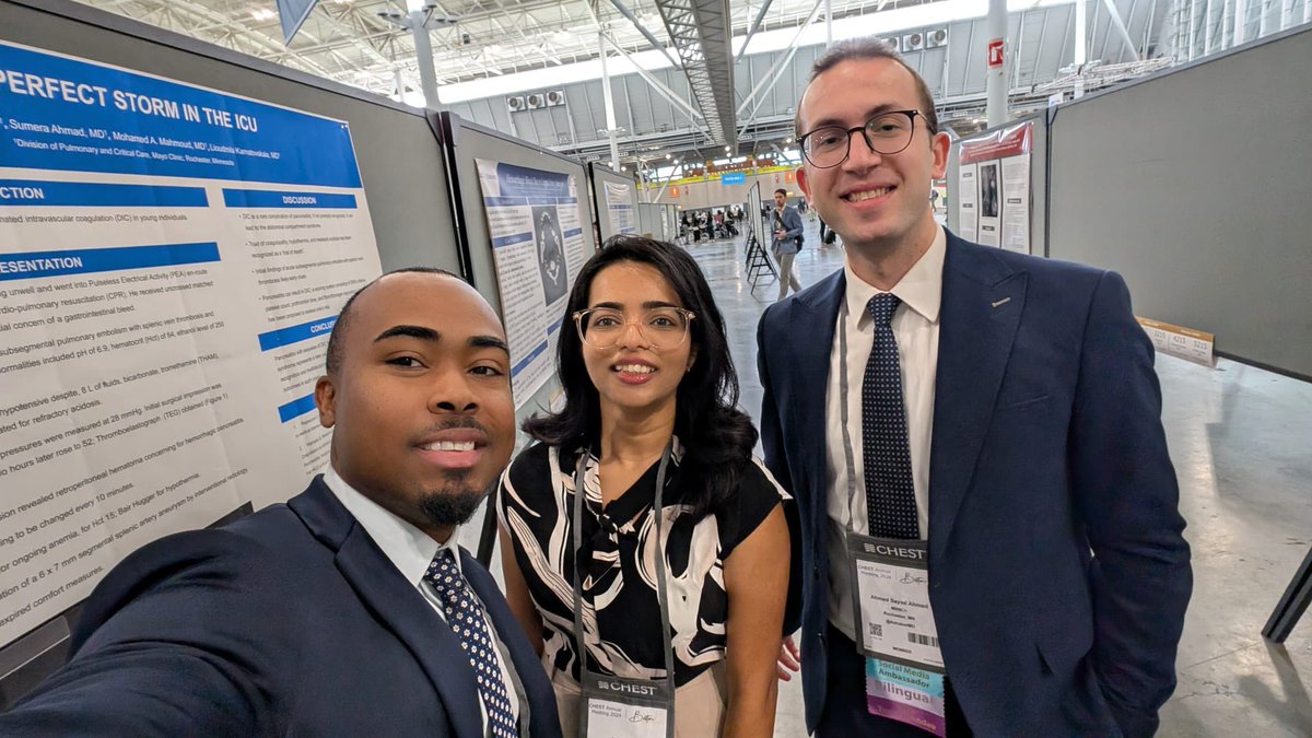 Englewood Hospital Internal Medicine Residency (@englewood_im) on Twitter photo Devon <a href="/DevonScSc/">Devon Scott</a> (PGY3) presented a clinical scenario with an interesting twist at #CHEST2024! 🎉 Great link up with co-author, Angila <a href="/angila_bag/">Angila Bag</a> (PGY3) and <a href="/MayoPCCM/">MayoPCCM</a> Research Fellow/CHEST Social Media Ambassador, Ahmed <a href="/AShakerMD/">Ahmed S. Sayed Ahmed</a>!
<a href="/accpchest/">CHEST</a> #CritCare #ICU #MedEd #MedTwitter Devon <a href="/DevonScSc/">Devon Scott</a> (PGY3) presented a clinical scenario with an interesting twist at #CHEST2024! 🎉 Great link up with co-author, Angila <a href="/angila_bag/">Angila Bag</a> (PGY3) and <a href="/MayoPCCM/">MayoPCCM</a> Research Fellow/CHEST Social Media Ambassador, Ahmed <a href="/AShakerMD/">Ahmed S. Sayed Ahmed</a>!
<a href="/accpchest/">CHEST</a> #CritCare #ICU #MedEd #MedTwitter
