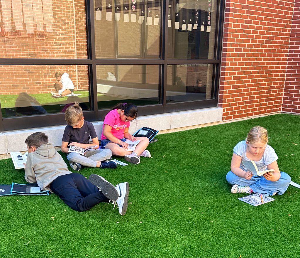 The new courtyard has become a favorite place for us to get lost in our books! ❤️ 📚 <a href="/AHSD25Patton/">Patton Elementary</a>