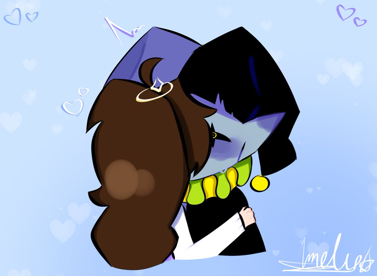 amelie_starryz's tweet photo. Guys, remember this art I made a long time ago? 

I remaked it hehehehe #jevil #jevildeltarune #deltarunejevil #jevilfanart #drjevil #DELTARUNE #ocxcanon #canonxoc #selfship #selfinsertship #ocxcanonart #jevilxamelie #ameliexjevil #jevelie #amevil #ilovethemmmm https://t.co/GWrzNr9QDd
