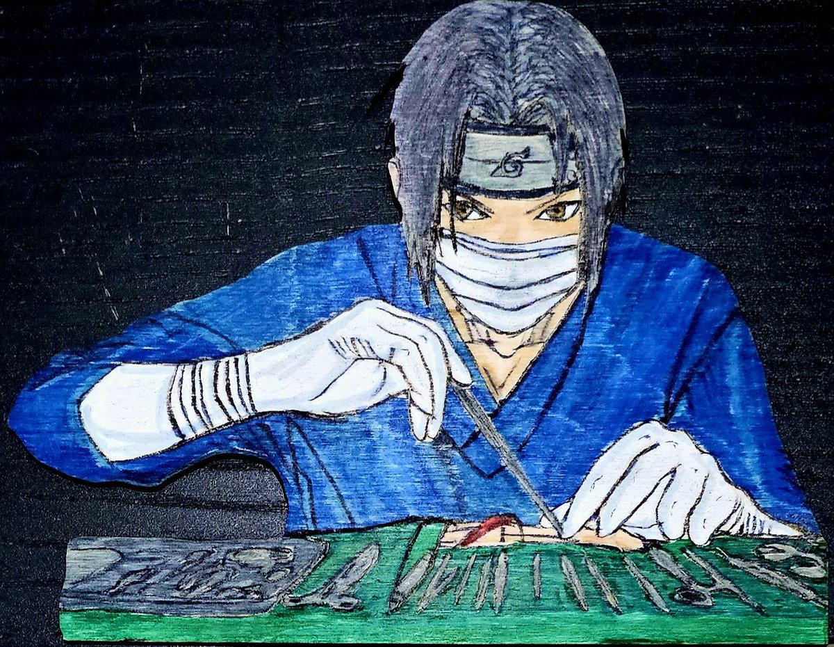 Animoma2's tweet photo. Dr. Itachi wood art by Animoma #Animeandmedicine #MedTwitter #anime https://t.co/qDxqGhd1nw