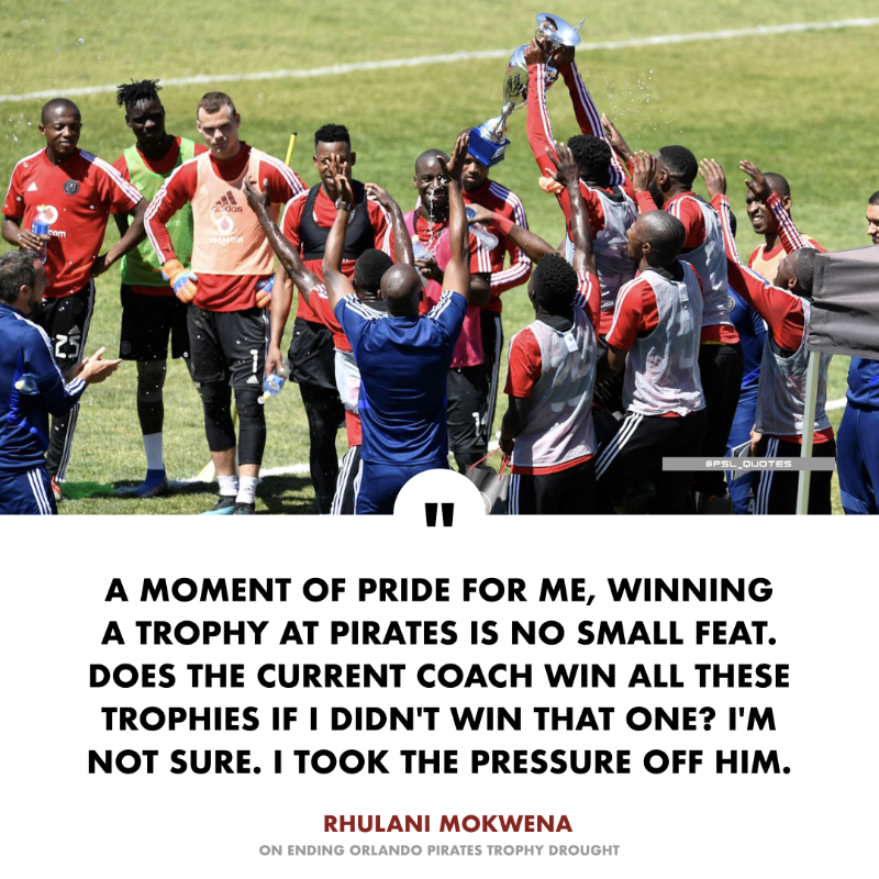 Rhulani Mokwena speaks about paving the way for Jose Riveiro at Orlando Pirates 🚨

The Wydad coach ended Pirates' trophy drought in 2019 when one half of his team beat the other half to clinch the inaugural training ground championship.