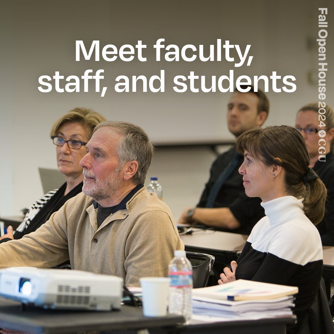 🍂 Discover CGU: Fall Open House 🍂

Considering graduate school? You’re invited to 
Claremont Graduate University’s annual Fall Open House on Oct 19 from 9am. Enjoy breakfast, tour campus, meet faculty and peers, hear from alumni and students, and learn about programs and