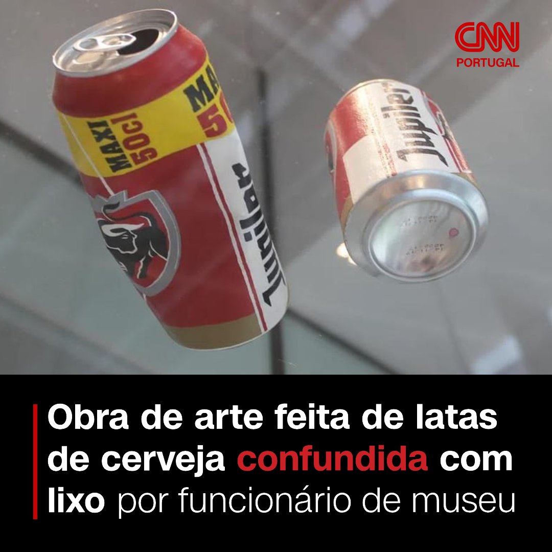cnnportugal's tweet image. Uma obra de arte composta por duas latas de cerveja vazias, do artista francês Alexandre Lavet, foi acidentalmente deitada ao lixo nos Países Baixos por um técnico de elevadores que a confundiu com lixo.

#obradearte #arte #museu #lam #paisesbaixos #alexandrelavet #latas