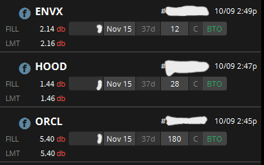 NOODLETRDR's tweet photo. $ORCL $HOOD $ENVX pick these up looking hold these into next week #Swingtrade #optionstrading https://t.co/MMHLuooTJH
