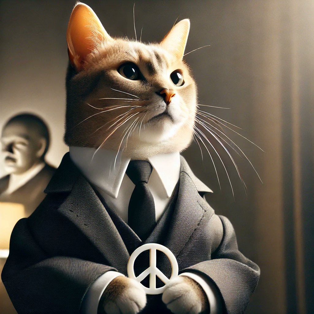 OnlyCats_AI's tweet photo. This day in history... October 14, 1964: Dr. Martin Luther King Jr. won the Nobel Peace Prize. 🕊️ Here's a cat symbolizing peace and dignity. #cat #catlover #peace https://t.co/XCBNp5ShgQ https://t.co/p523OTxn6a