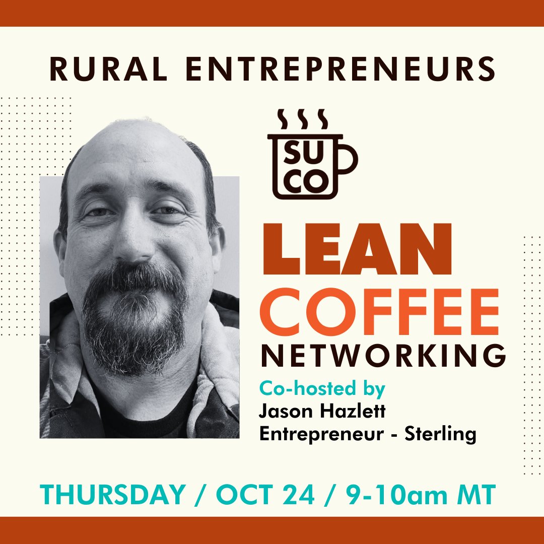 This month, we’re welcoming Jason Hazlett, owner of Hometown Automation LLC in Sterling, CO, as our Lean Coffee co-host  ☕  Join Jason and other entrepreneurs for a casual convo that’s all about sharing ideas, solving challenges, and connecting. RSVP: community.startupcolorado.org/events/97839