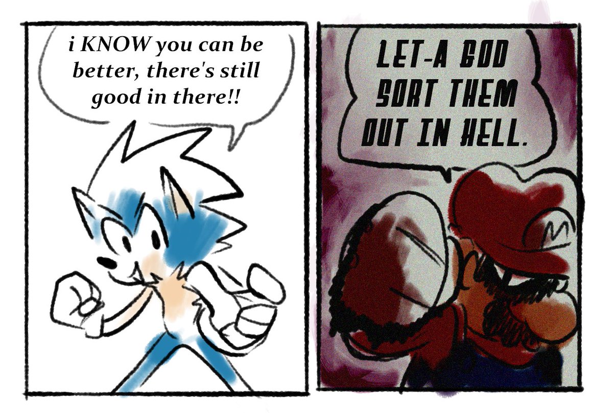 punkittdev's tweet photo. sonic dealing with his villains vs mario https://t.co/VvFBSnyuPm