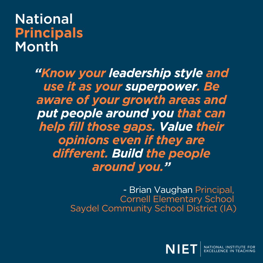 Principals like Brian Vaughan from Cornell Elementary (IA) leverage their superpowers to build the people around them in support of students. #ThankAPrincipal #NationalPrincipalsMonth <a href="/SaydelCSD/">Saydel CSD</a> <a href="/IADeptofEd/">Iowa Department of Education</a> <a href="/NIETteach/">National Institute for Excellence in Teaching</a>