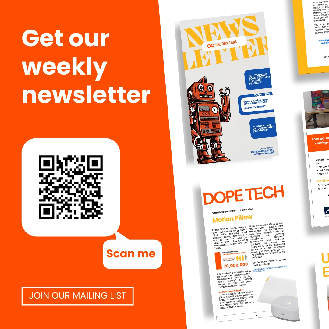 💡🚀Our newsletter is packed with everything you need to stay informed, from startup tips to the latest tech. All delivered to you every week! 

Don’t miss out—join our mailing list today! 
📩 unstucklabs.com/links