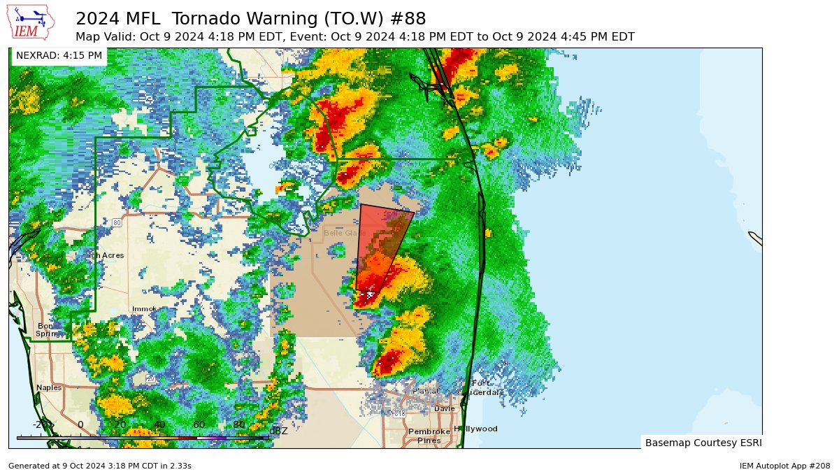 PompanoWeather's tweet photo. MFL issues Tornado Warning [tornado: RADAR INDICATED, hail: 0.00 IN] for Palm Beach [FL] till 4:45 PM EDT https://t.co/2KDi8mpIuy https://t.co/MXaGLSPy4y
