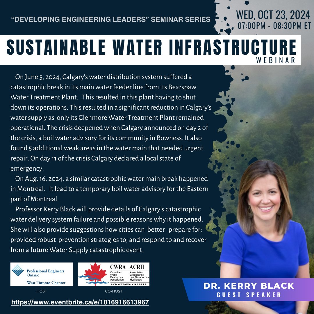 🚰 Join <a href="/cwrasypottawa/">CWRA SYP Ottawa</a> for an exclusive webinar on Sustainable Water Infrastructure!

📅 Date: Wednesday, October 23, 2024
⏰ Time: 7:00 PM - 8:30 PM ET 
📍 Location: Zoom Webinar (Free Registration)

🎟 Register for FREE here: cwra.org/13071-2/