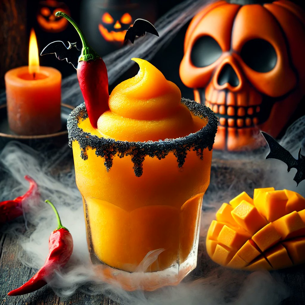 TastecraftC's tweet photo. 🌶️🎃 Get Spooky with a Haunted Mango Margarita!
This fiery and fun frozen margarita brings the heat with a sweet mango base, spicy jalapeños, and a black salt rim. Perfect for your Halloween party, this cocktail is both haunting and delicious! 👻🍹

✨ What’s Inside:
Tequila & Triple Sec
Frozen Mango & Lime Juice
Black Salt Rim & Jalapeño Garnish

Turn up the heat this Halloween with a spooky twist! 🌶️👻

🔗 Recipe Here: https://t.co/zRDz0Q2o4B

Follow us for new recipes and/or comment, and we can make recipes with your favorite ingredients!

#TasteCraftCollective #HauntedMangoMargarita #HalloweenCocktails #SpicyDrinks #HalloweenVibes #FrozenMargarita #Drinkstagram #SpookyCocktails #MangoMargarita #CocktailTime #HalloweenCelebration