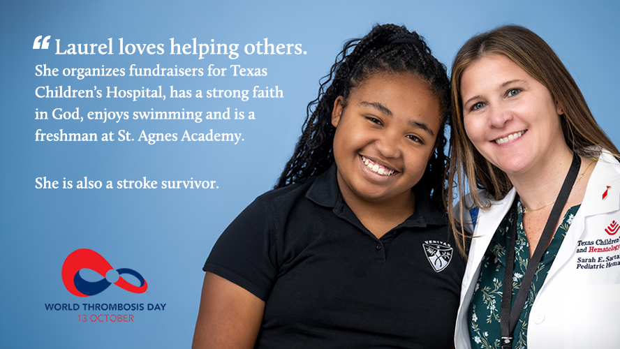 TCHHemOncFellow's tweet photo. On🩸#WorldThrombosisDay meet Laurel. Treated for a heart defect at birth, she survived a stroke at 9 under the care of Dr. Sartain @TexasChildrens. Using swimming as a tool for recovery, she is now a freshman @StAgnesAcademy and an inspiration! #KnowThrombosis #KeepLifeFlowing https://t.co/h4xZWrokZ2