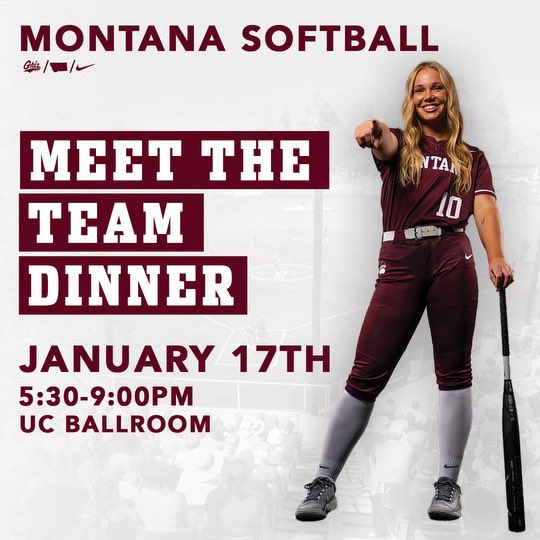 ❗️SAVE THE DATES❗️
Griz Softball is excited to announce some upcoming events! 

➡️Diamond Club meeting October 23rd at 12:30PM @ grizzly softball field 

➡️Meet the Team Dinner January 17th at 5:30PM in the UC Ballroom 

More information to come!  

Can’t wait to see everyone 🐻