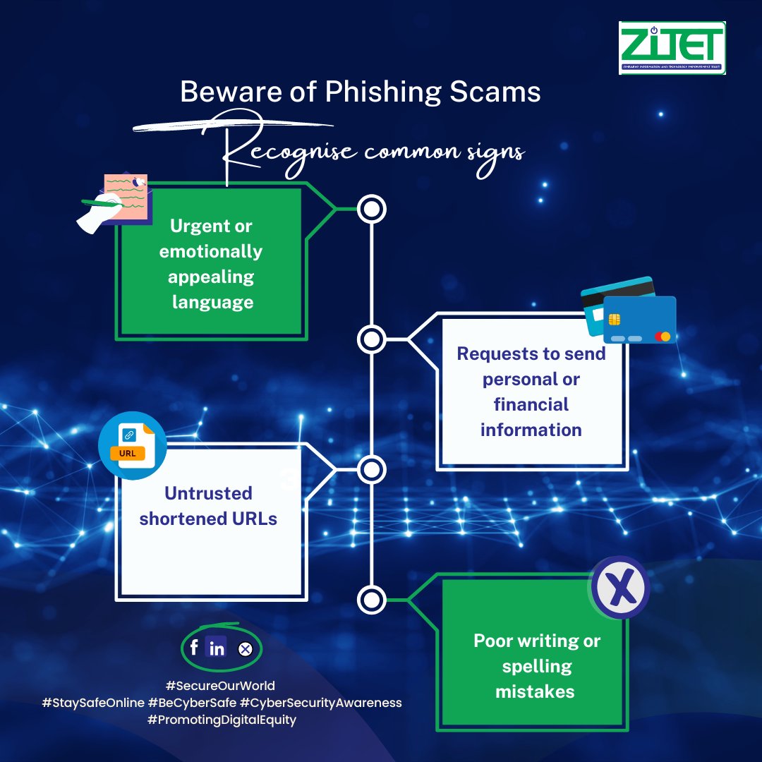 Saynotohumanri1's tweet photo. Phishing scams are most dangerous cyber attacks, you can give scammers access to your passwords if you don't pay attention to anonymous emails & text messages.
#CyberSecurityAwarenessMonth
#StaySafeOnline
#PromotingDigitalEquity
@ZITEC5 https://t.co/vDLYCFMdLh