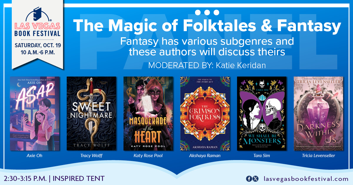 Las Vegas Book Fest (@vegasbookfest) on Twitter photo If you love fantasy novels, you're not going to want to miss this discussion with headliner @TracyWolff, <a href="/axieoh/">Axie Oh</a>, <a href="/KatyPool/">Katy Rose Pool ๐น๐ Buy GARDEN OF THE CURSED!</a>, <a href="/akshraman/">Akshaya Raman (updates)</a>, <a href="/EachStarAWorld/">Tara Sim ๐</a>, <a href="/TriciaLevensell/">Tricia Levenseller (she/her)</a> & <a href="/KKeridan/">Katie Keridan</a> โจ If you love fantasy novels, you're not going to want to miss this discussion with headliner @TracyWolff, <a href="/axieoh/">Axie Oh</a>, <a href="/KatyPool/">Katy Rose Pool ๐น๐ Buy GARDEN OF THE CURSED!</a>, <a href="/akshraman/">Akshaya Raman (updates)</a>, <a href="/EachStarAWorld/">Tara Sim ๐</a>, <a href="/TriciaLevensell/">Tricia Levenseller (she/her)</a> & <a href="/KKeridan/">Katie Keridan</a> โจ