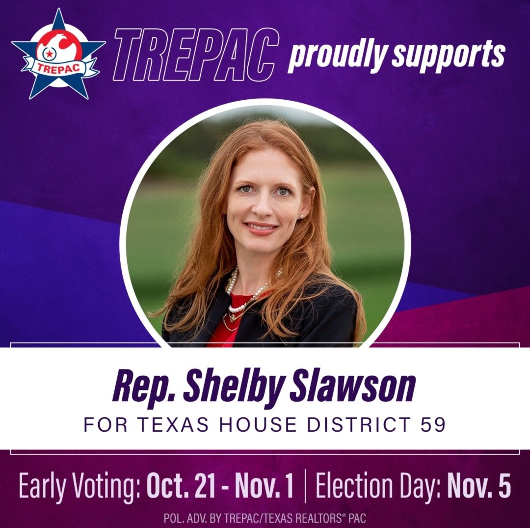 TexasTREPAC's tweet photo. We are proud to support @ShelbySlawson for #HD59 #txlege https://t.co/QXj0TJDrU8