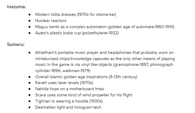 mossyshore's tweet photo. i'm gonna be real annoying for a second but here's my "genshin has always been anachronistic and not set in a particular time period" list of things that i could think of from the top of my head: https://t.co/dE7tOB6dZV