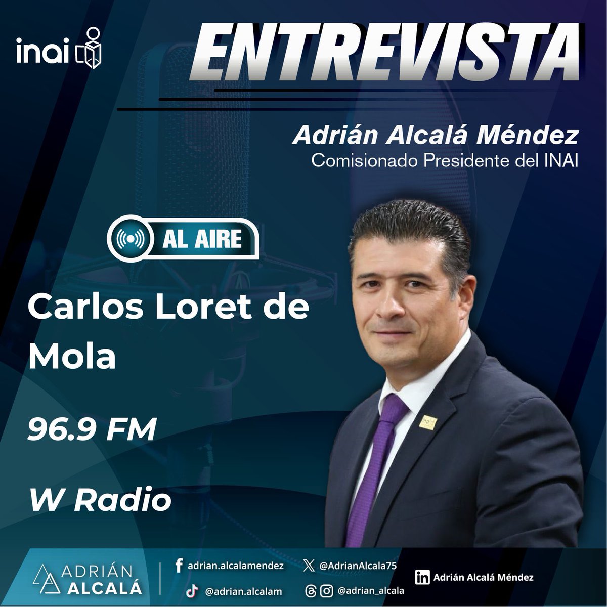 AdrianAlcala75's tweet photo. 🎙Te invito a escuchar #AsíLasCosas con @CarlosLoret por @WRADIOMexico donde hablaré sobre el @INAImexico. 

📻96.9 FM
🔗https://t.co/GgaQBwyh8Y https://t.co/piaGlqEiTf