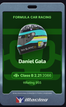 TheNaGoW15's tweet photo. Feliz por haber conseguido un objetivo que tenia antes de acabar el año. No es mucho pero tenemos 2k en formula, poco a poco se va mejorando #iracing https://t.co/tZfAPsKXUH