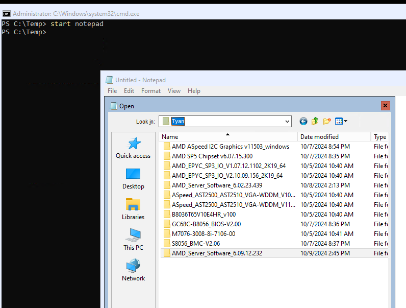 MPECSInc's tweet photo. Server Core: Cheater Windows Explorer

Start Notepad [ENTER]
CTRL+O
Navigate
Paste

Done.

Tags
.@WindowsServer 
#WinServ #ServerCore #S2D #AzSHCI 
#StorageSpacesDirect #AzureStackHCI
#Cluster #HyperV