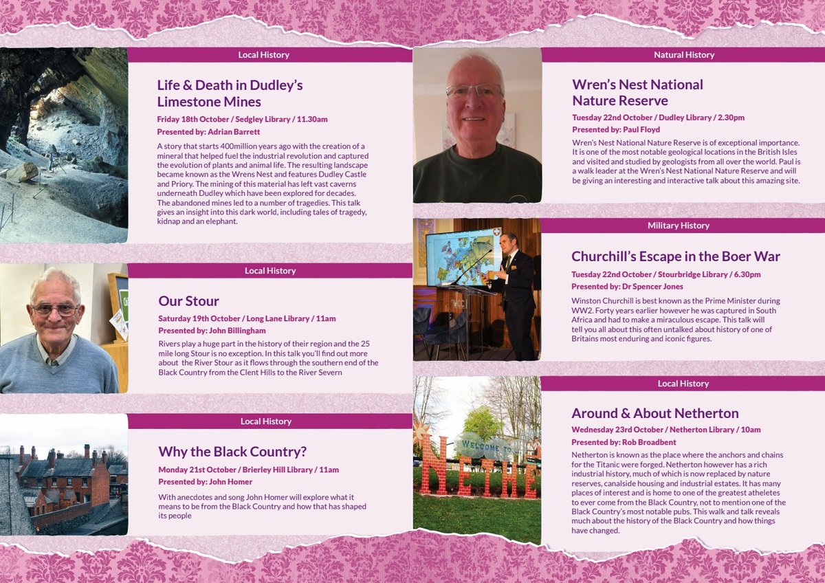 Dudley Libraries History Festival starts Saturday 12th October. Brochures of speakers are available in all libraries. Keep a lookout here for more information on each talk