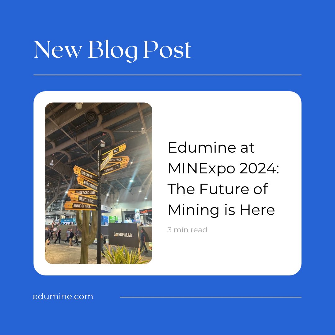 Edumine's tweet image. Dive into our latest blog post for the big takeaways from the world's largest mining stage. 🌍
Link 🔗: edumine.com/edumine-at-min…
#sustainablemining #techinmining #edumine #minexpo2024
