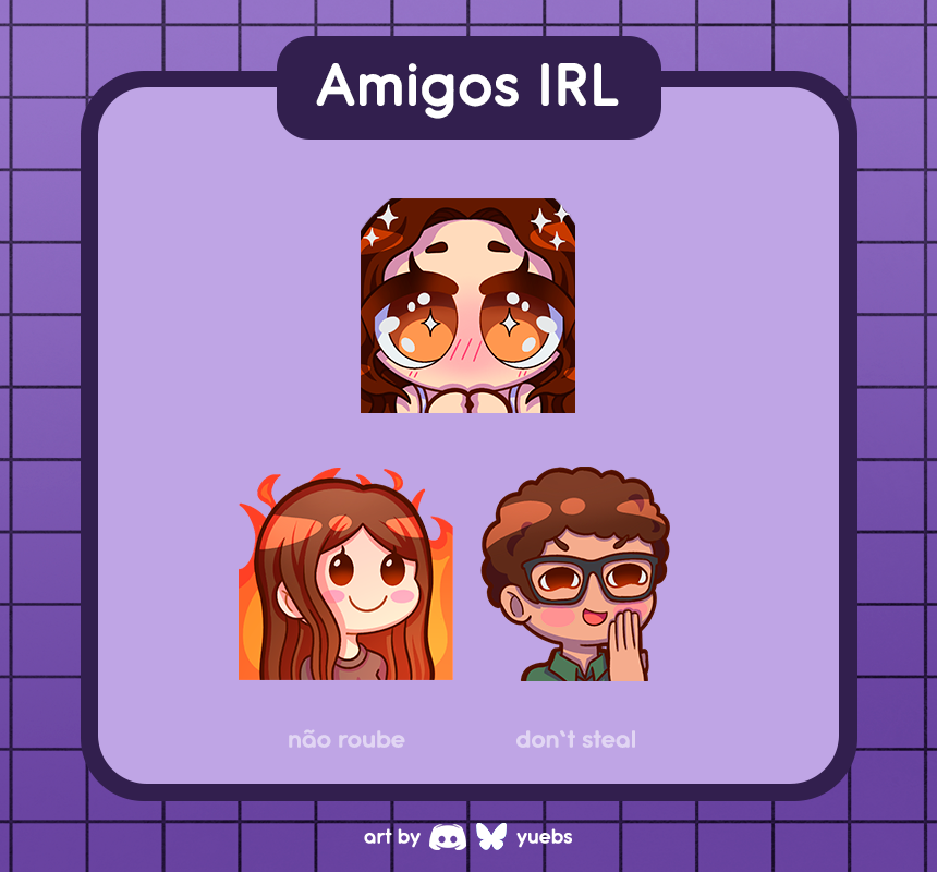 yuyuebs's tweet photo. Saiu comissão para trio de amigos 💃💃💃

Já pensou em ter emotes com a sua cara e de seus amigos tbm para usar no seu servidor ou stream?

Mais infos: https://t.co/puKtLQUz6N✨

#emotes #twitchemotes #BRartist #BRart #Vtuber https://t.co/frebuCtbzS