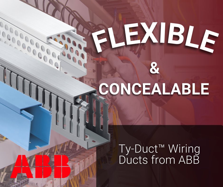 ncelec's tweet photo. ABB’s innovative Ty-Duct products offer a total solution for routing and concealing wiring in control panels. 
Shop Ty-Duct products at North Coast here: https://t.co/Pw5DmtHovA https://t.co/FFaF97IVFy