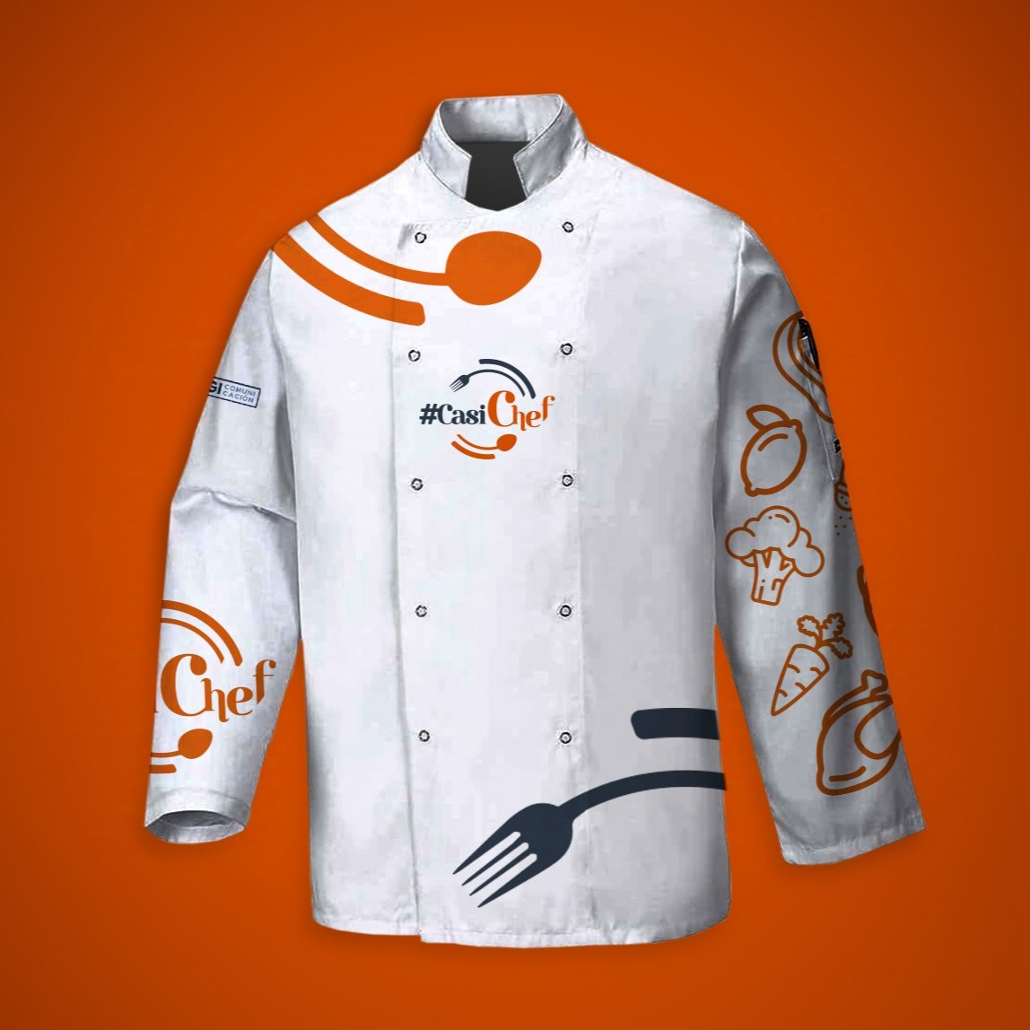 Mirad que chaquetilla más molona lleva el presentador del nuevo programa dirigido por @argicomunicacion 
@casicheftv que es un nuevo programa que acercará la cocina para que te conviertas en un auténtico #chef #branding #logotipo #diseñografico #ropacorporativa <a href="/la8valladolid/">La 8 Valladolid</a>
