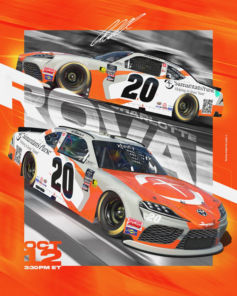 Raising awareness to help those in need. We are honored to support the <a href="/SamaritansPurse/">Samaritan's Purse</a> mission as they ride on board <a href="/Aric_Almirola/">Aric Almirola</a>’s No. 20 this weekend. 

Join us in praying for those affected by recent natural disasters and support the Samaritan’s Purse efforts by visiting