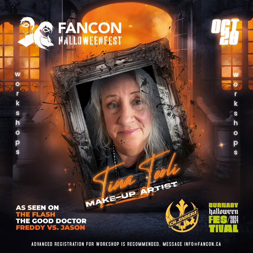 Announcing star make-up designer <a href="/TTeoli/">Tina Teoli</a> has joined #FanConHalloweenfest to host the workshop "Summoning <a href="/Beetlejuice/">Beetlejuice</a> - Creating make-up for the Ghost with the Most! For tix , head to bit.ly/FanConHallowee…
#fanconhalloweenfest #BurnabyHalloween #BurnabyHalloweenFestival