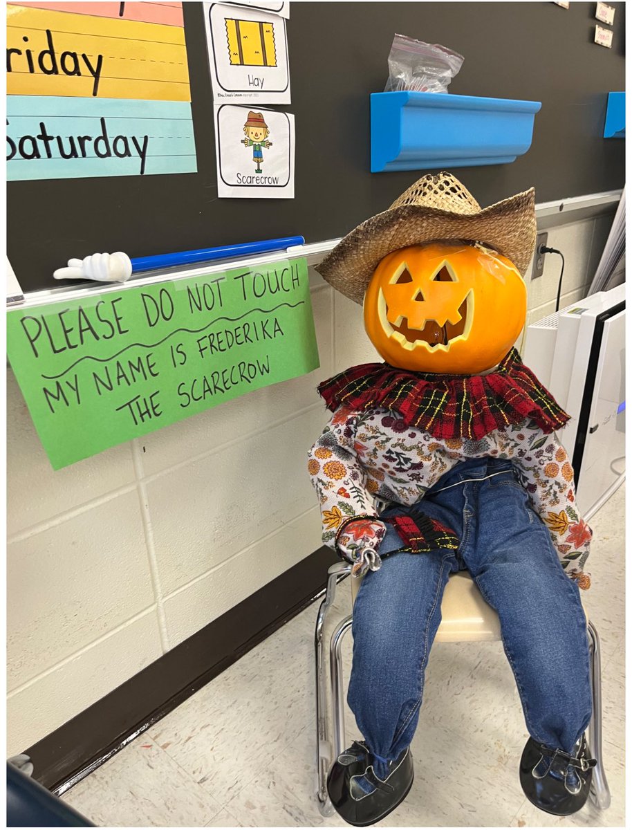 I would like you to meet Frederika, a scarecrow built by our PreK students with the assistance of their teacher Ms. Leonti during a STEM activity. Gotta love PreK! #BedminsterSchool #preschool