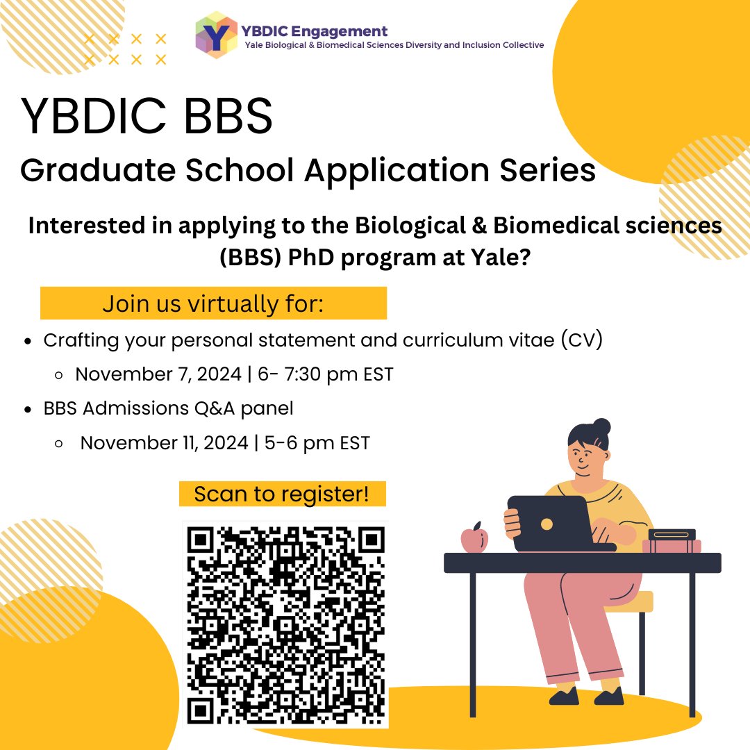 Are you interested in applying to the Yale BBS PhD Program? Please join us for a Q&amp;A Panel with part of the BBS admissions committee. We will be discussing important aspects of the application and answering all your doubts. Save the date: Nov 11  5-6pm 💥