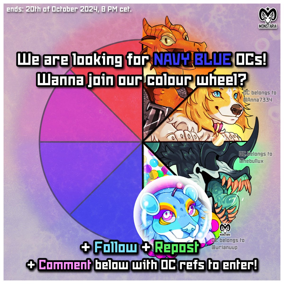 Acromalia's tweet photo. 💙 FREE ART CHANCE 💙
Another round of colour wheel trend! Drop your💙 NAVY BLUE💙OCs below! (Follow the rules attached to the image!)

NO NSFW or AI
1 OC/Entry per person!
I will pick one of them to fill the navy blue space with a bust!
OCs belong to their rightful owners! 💙 https://t.co/CAshufRrbe