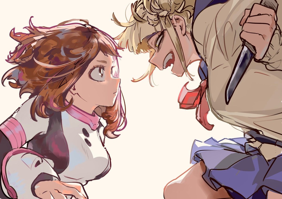 tgckdaily's tweet image. this art is just so pretty. the way ochako looks at himiko like nothing else matters. i'm kinda obsessed