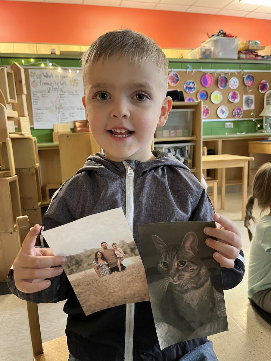 Our star of the day shared his family with pride this afternoon informing us his dad is a race car driver and his kitty might scratch the carpet sometimes!