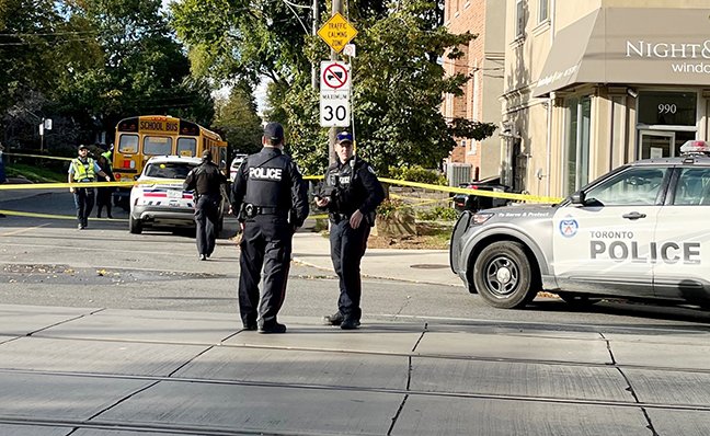 Toronto police said a woman suffered life-threatening injuries after being struck by a vehicle at Kingston and Kingswood roads this afternoon.