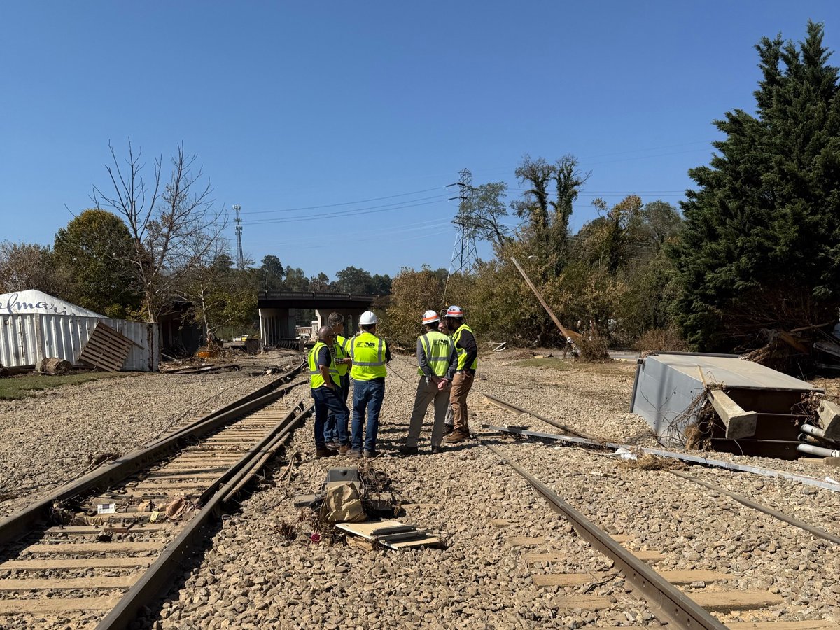 nscorp's tweet photo. After Hurricane #Helene’s powerful landfall, our resilient railroaders swiftly prepared and adapted to ensure the safety of our team, restore service, and recover from the storm’s impact across our network: https://t.co/g4fk87G9BM.

We had personnel, equipment, and materials positioned in key locations ahead of the storm, ready to respond as soon as it passed. 

In the first 72 hours following the hurricane’s landfall, our Engineering team cleared over 15,000 trees, repaired multiple washouts and over 50 damaged slide fences, deployed 400+ generators, and safely operated in more than 1,000 locations without commercial power, reopening all affected mainline track. 

There’s still more work to be done as we continue to evaluate heavily impacted areas like our line through Asheville, NC, where damage assessments are still underway.  

To our railroaders on the ground, thank you for your hard work, perseverance, and for going above and beyond. Your teamwork and dedication are what keep our steel wheels rolling for our customers, no matter the challenge, and we remain committed to supporting the ongoing recovery efforts. 

As Hurricane #Milton approaches, our thoughts are with those in its path. Team NS is standing by, prepared to respond, prioritizing safety and service every step of the way.