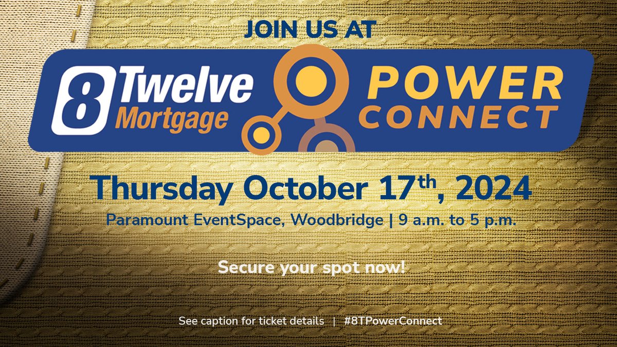 8twelvemortgage's tweet photo. Meet the following exhibitors and MORE at this year's Power Connect.

👉 EQ Bank
👉 Equifax
👉 Whelton Law
👉 Ourboro
👉 HomeEquity Bank
👉 Farm Lending Canada
👉 Community Trust
👉 CMLS Financial
+ more!

🗓️: Thursday, October 17th, 2024
🕘: 9:00 a.m. to 5:00 p.m.
📍: Paramount EventSpace - 222 Rowntree Dairy Rd, Woodbridge
🎟️: https://t.co/MGBfwH1p5J