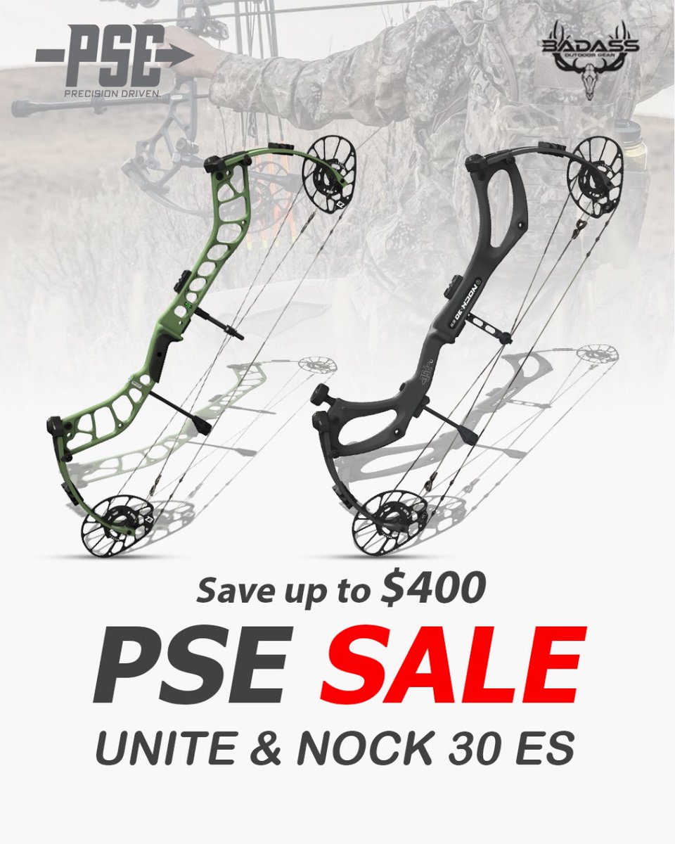 BadAssOutdoor's tweet photo. NOCK ON bows are on sale! Only 2 remaining in stock. Come give them a test drive before your next adventure.
-
-
-
#badassoutdoorgear #pse #psearchery #nockontv #nockon #johndudley #bowsale #hunting #archery https://t.co/e5QjFPMdzL