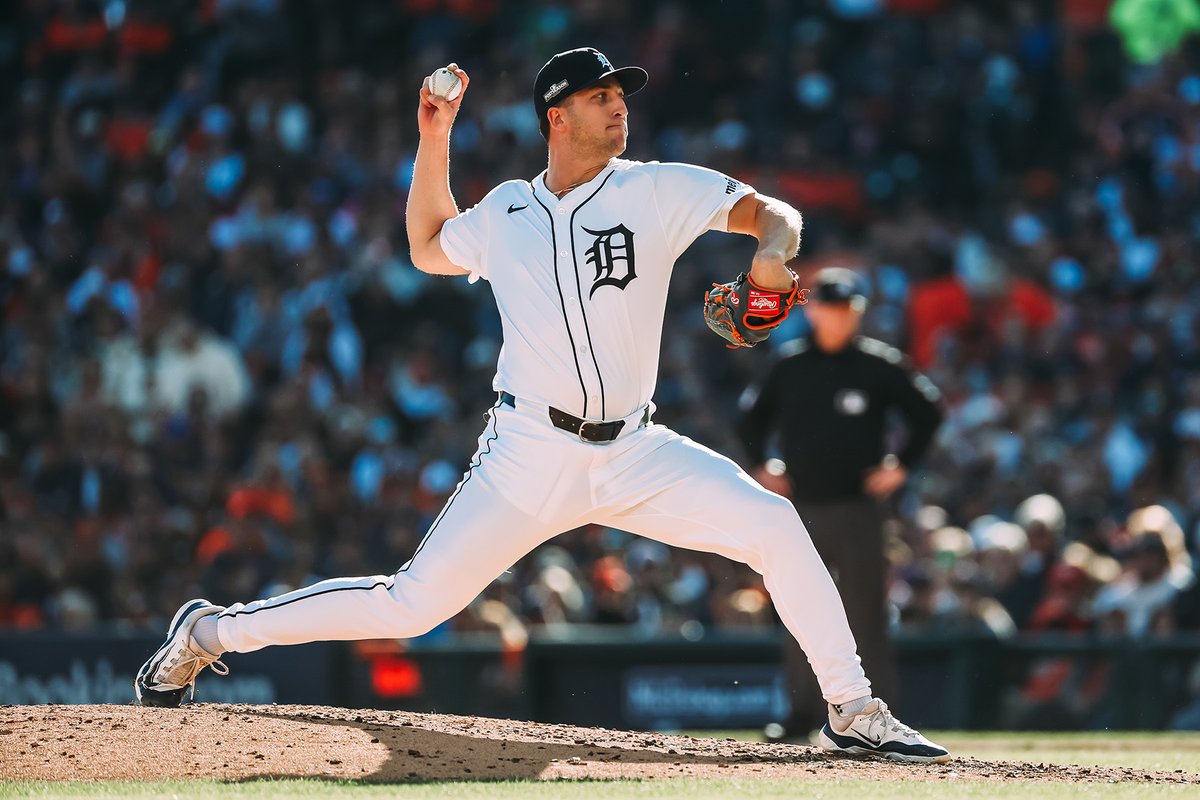 DetroitTigersPR's tweet photo. Beau Brieske threw 2.0 perfect innings of relief today with three strikeouts. In four postseason appearances, he's worked 5.1 no-hit innings with two walks and six strikeouts. #RepDetroit https://t.co/ygn2XZqMa8