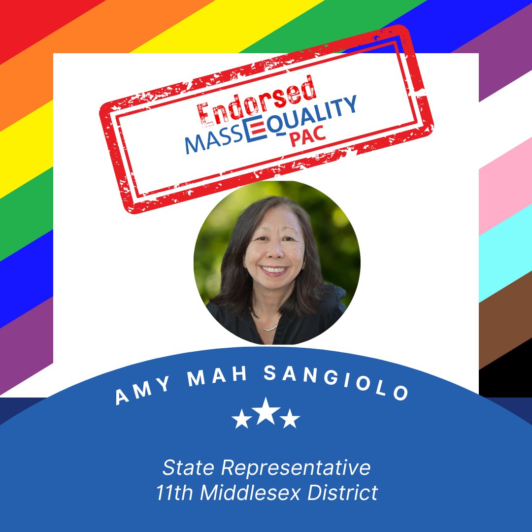 MassEqualityPAC's tweet photo. We are proud to endorse Amy Mah Sangiolo for State Representative in the 11th Middlesex District https://t.co/hv7G38Fs8O