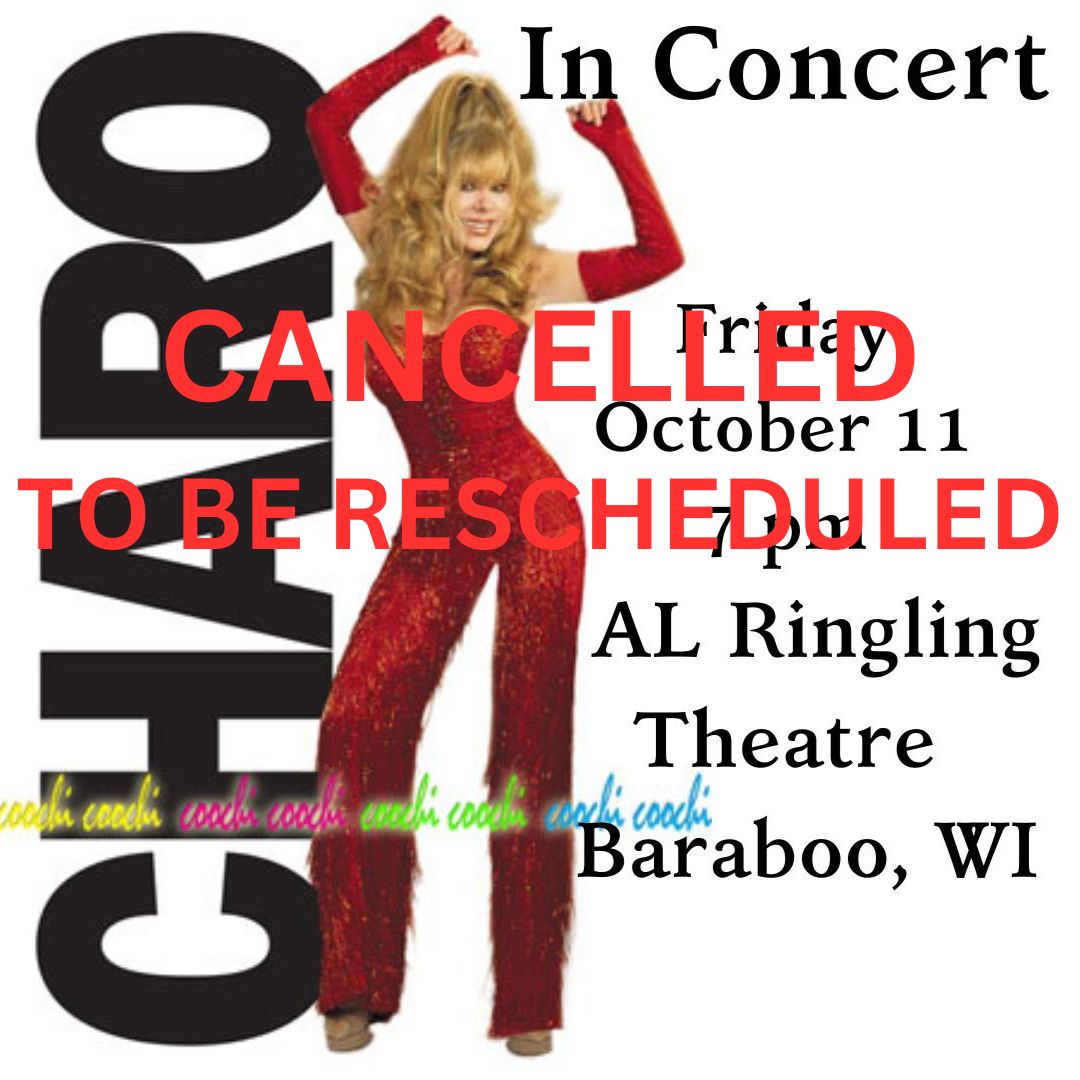 Charo Cuchi Cuchi (@charocuchicuchi) on Twitter photo Hola amigos, due to a family emergency, I've had to cancel my concert at <a href="/AlRingling/">Al. Ringling</a> Theatre in Baraboo, Wisconsin. I am very sorry for any inconvenience and I hope to see you soon. I love you all. Besos, Charo. Hola amigos, due to a family emergency, I've had to cancel my concert at <a href="/AlRingling/">Al. Ringling</a> Theatre in Baraboo, Wisconsin. I am very sorry for any inconvenience and I hope to see you soon. I love you all. Besos, Charo.