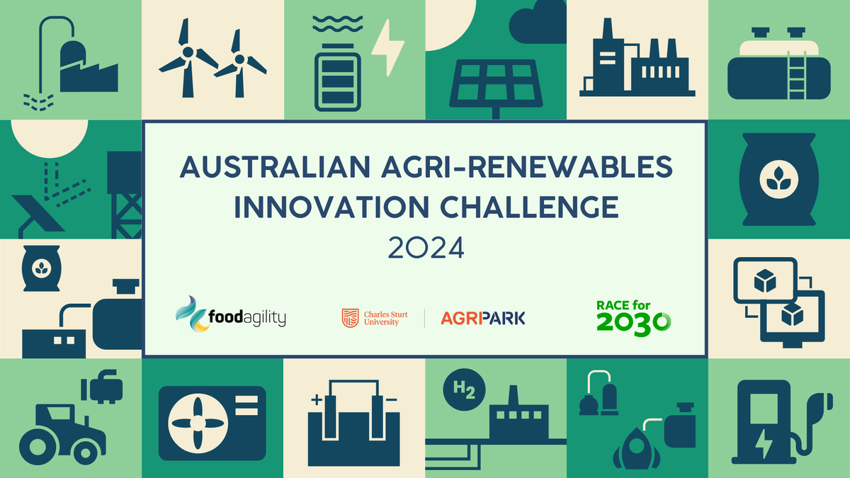 Don't miss the chance to showcase your agri-renewable tech &amp; services💲Up to $2M in co-investment + support to test &amp;  scale 🚜Be part of our #Innovation Challenge with @Racefor2030 <a href="/CSU_AgriPark/">Charles Sturt - AgriPark</a>

📌Apply by 11 October bit.ly/agri-renewable…