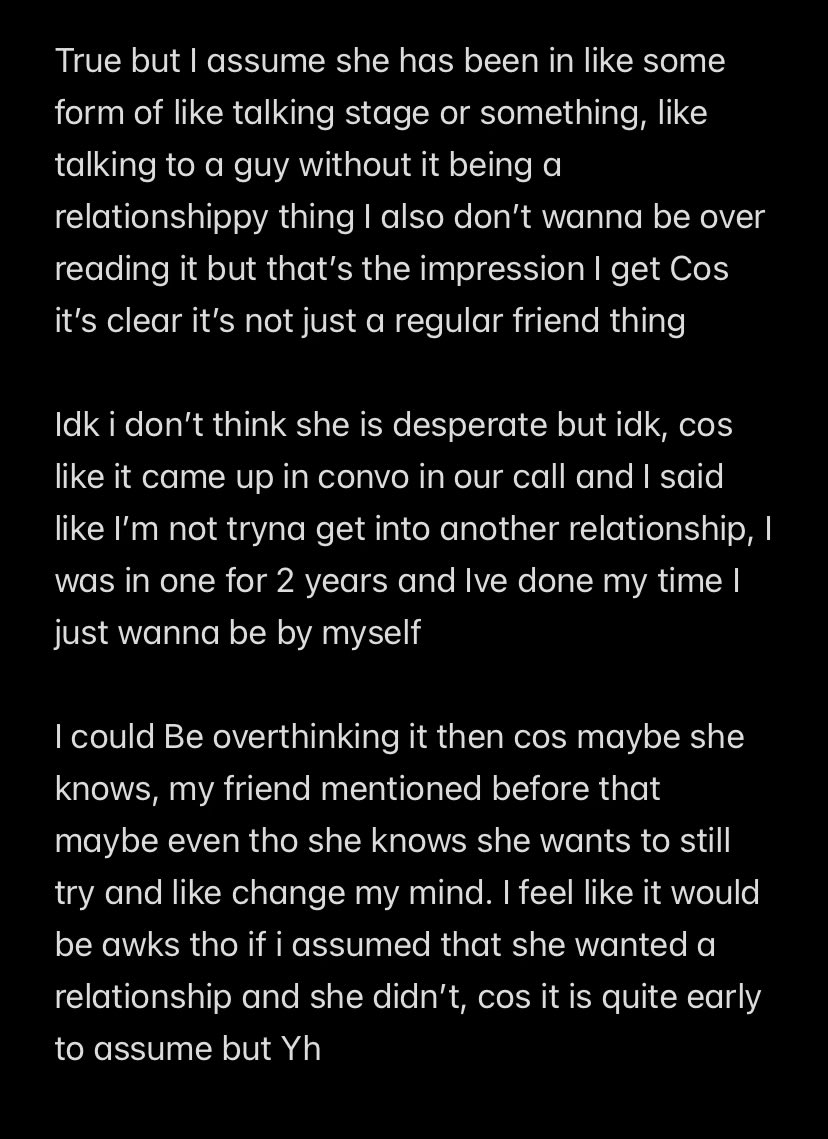 zveent_'s tweet image. Need help ‼️

I may or may not be leading a girl on idk, this a convo I was having with my friend. I just pasted all my messages into a note. 

Woman mutuals especially #helpmeout